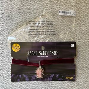 Hocus Pocus Sarah Sanderson Choker Necklace - Burgundy Velvet and Pink Pendant